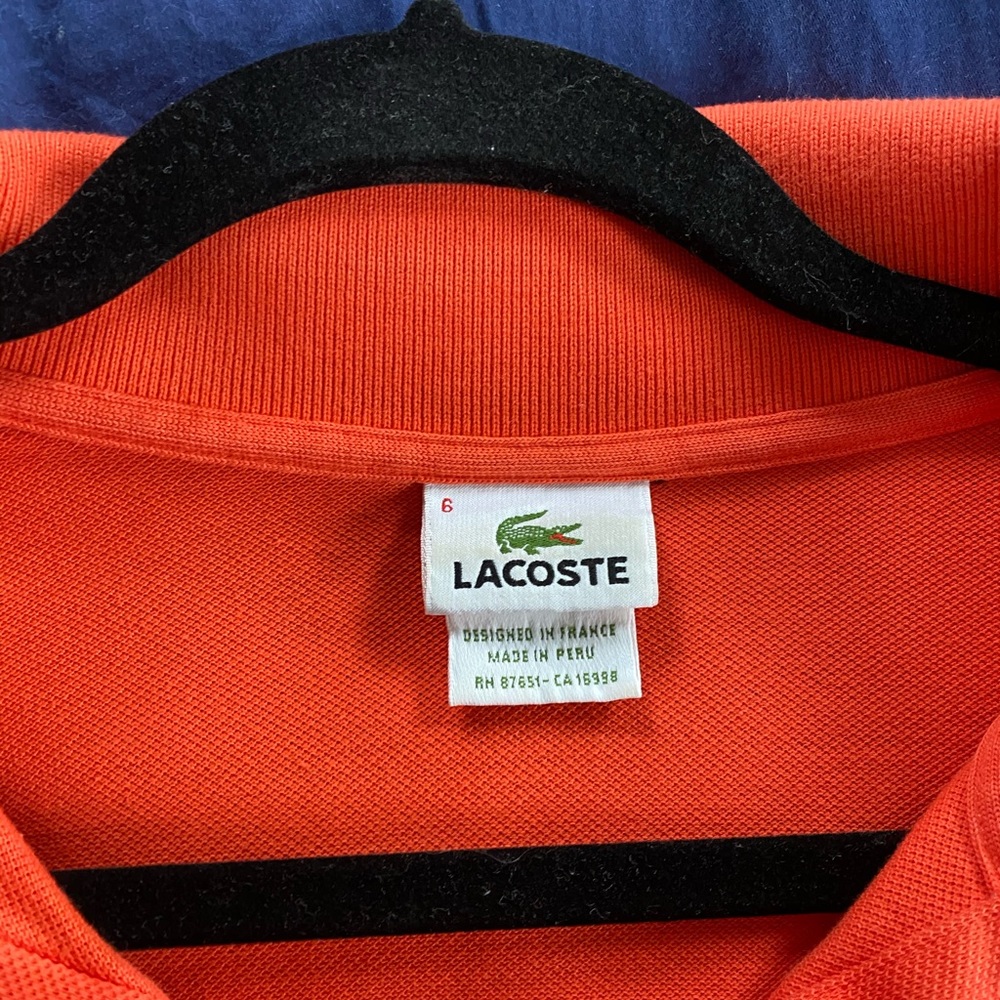 Lacoste orange men’s polo - size 6 (large) - Picture 2 of 6